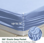 Love's cabin Satin King Sheet Sets - 4 Piece Sky Blue Silky Sheets King Size Bed with Deep Pocket, Luxury Silk Feel King Size Satin Sheet Set (1 Flat Sheet,1 Fitted Sheet,2 Pillow Cases)