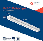 Lithonia Lighting 2 Light LED Strip Light, 2 Foot LED Ceiling Lighting Fixture, 2500 Lumens, 4000K, 80CRI, 20W, Kitchen and Garage Use (MNSL L24 2LL MVOLT 40K 80CRI M6)