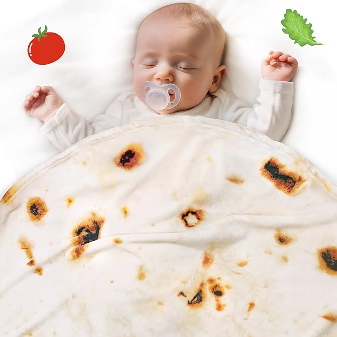 Jorbest Burrito Tortilla Baby Blanket, 285 GSM Soft Flannel Burrito Tortilla Swaddle Blankets Funny Gifts for Baby Shower Boys and Girls, Taco Blanket for Toddler Newborn (Yellow, 36 inches)