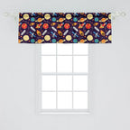 Ambesonne Space Window Valance, Universe Themed Illustration with Earth Moon Constellations Saturn Rockets Stars, Curtain Valance for Kitchen Bedroom Decor with Rod Pocket, 54" X 18", Dark Night Blue