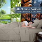 HEVUMYI Oatmeal California King Comforter Set - 7-Piece All Season Bed in a Bag Cal King, Ultra Soft Bedding Set with Comforter, Flat Sheet, Fitted Sheet, Pillowcases, Pillow Shams