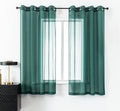 DUALIFE Hunter Green Sheer Curtains 54 Inch Length,Look Semi Sheer Curtain Drapes for Living Room Bedroom Loft Kitchen Bathroom Privacy Voile Window Treatment Panels,52 x 45 Inches,Set of 2