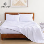LANE LINEN 100% Organic Cotton Sheet Sets Queen Size, 4Pc Queen Size Cotton Sheets, Hotel Style Sheets, Bedding Sheets & Pillowcases, Queen Sheet Sets Deep Pockets Fits Upto 15" - Blue Ticking Stripe