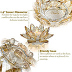 Crystal Lotus Flower Tealight Candle Holders/Glass Tea Light Candlestick Decor Decoration for Christmas Home Wedding Party… (Gold 1pc)