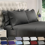 DREAMCARE Sheets Full Size Bed – 6 Pcs Deep Pocket Full Size Sheets Set - Cooling Bed Sheets – Full Sheet Set – Soft & Long Lasting – Extra Soft 100% Brushed Microfiber with Side Pocket – Gray