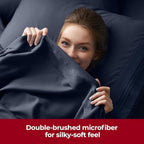 Mellanni Extra Deep Queen Sheets - 4 PC Iconic Collection Bedding - Hotel Luxury, Ultra Soft, Cooling Bed Sheets - Wrinkle, Fade, Stain Resistant (Queen, Navy Blue)