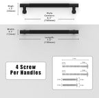 10 Pack Matte Black Knurled Cabinet Pulls 6.3 Inch(160mm) Kitchen Cabinet Handles Solid Zinc Alloy Cabinet Hardware Drawer Pulls