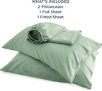 Bedsure Queen Sheet Set, Rayon Derived from Bamboo, Cooling Sheets, Breathable & Soft, Deep Pocket Up to 16 Inches, Hotel Luxury Silky Bedding for Hot Sleepers, Sage Green