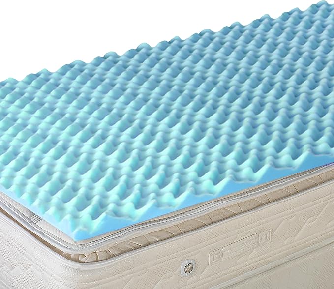 DMI Twin XL Mattress Topper Egg Crate Foam for Pressure Relief, Weight Distribution & Enhanced Airflow | Dorm Bed Mattress Topper 2 Inch - Improved Comfort & Alignment- Blue