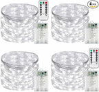 4 Pack Fairy Lights Battery Operated with Remote Control Timer, 26 FT 80 LED String Lights Outdoor Indoor, 8 Mode Twinkle Lights for Christmas Party Wedding Birthday Bedroom Décor (Cool White)