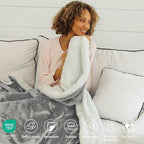 NANPIPER Sherpa Blanket Twin Size for Couch, Warm and Lightweight Throw, Soft Fuzzy Plush Fleece for Winter, Lunar Rock Grey 60x80 Inches