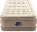 Intex Dura-Beam Deluxe Ultra Plush Air Mattress : Fiber-Tech – Built-in Electric Pump – 18in Bed Height – 300lb Weight Capacity – Twin Size