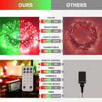 JMEXSUSS 200 LED String Lights Outdoor for Halloween Decor, Red & Green Christmas Lights Clear Wire, 11 Modes Connectable Twinkle String Lights Plug in for Christmas Halloween Garden Home Decorations
