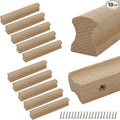 10Pcs Unfinished Beech Wood Solid Furniture Pulls Handles,Unfinished Unpainted Paintable Wooden Handles Cupboard Closet Drawer Handle Pull,Length 5.12",Hole Dis.3.78"