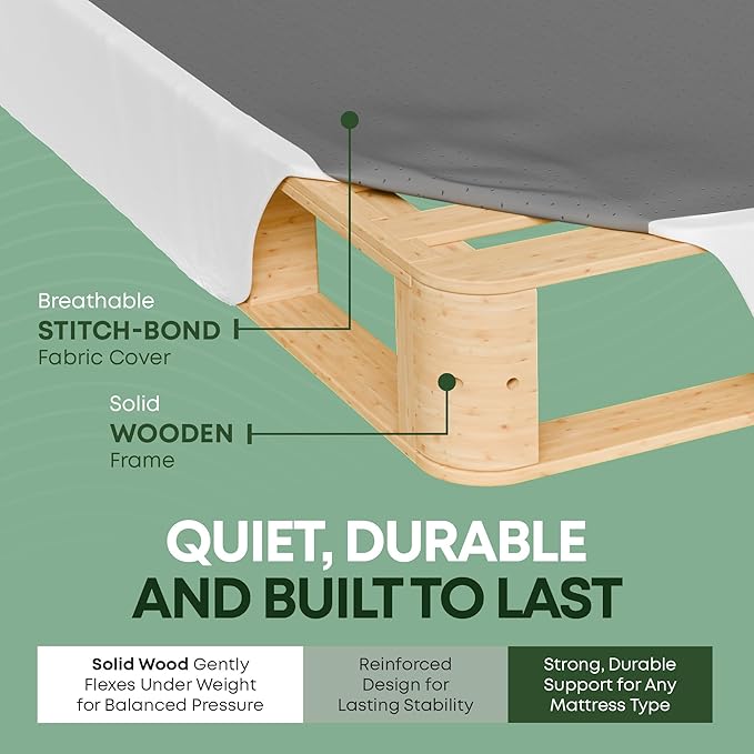 Treaton, Unassembled Twin XL Box Spring for Twin XL Bed – 10-Inch Wood Box Spring Only – Amish Made in USA – Quiet Noise-Free Replacement Mattress Foundation – Packed Flat, Easy Assembly (White)