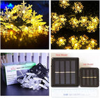 Solar Christmas Lights Outdoor Waterproof 30 LED 20 ft 8 Modes Solar Powered Snowflake String Lights for Garden Patio Yard Home Christmas Tree Parties(Warm White)