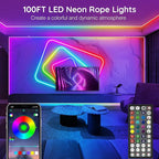 AILBTON 100Ft Neon Rope Lights,Flexible Led Rope Lights Control with App/Remote,Multiple Modes Music Sync Gaming RGB Led Neon Lights for Bedroom Outdoor
