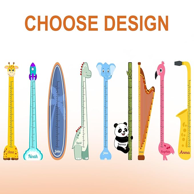 Personalized Growth Chart for Wall, Wooden Height Chart for Kids, Cute Height Measurement for Child/Girls/Boys, Baby and Toddler's Playroom/Kid's Room/Nursery Decor, Flamingo