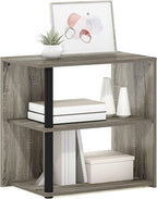 Furinno Romain Side Table, 2-Tier End Table with Open Shelf, Night Stand, Bedside Table, for Living Room, Bedroom, French Oak