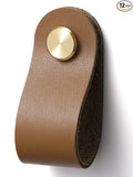 Brown Leather Drawer Pulls 12 Pack Leather Handles Cabinet knobs for Kitchen Cabinet Drawers Bathroom Dressers
