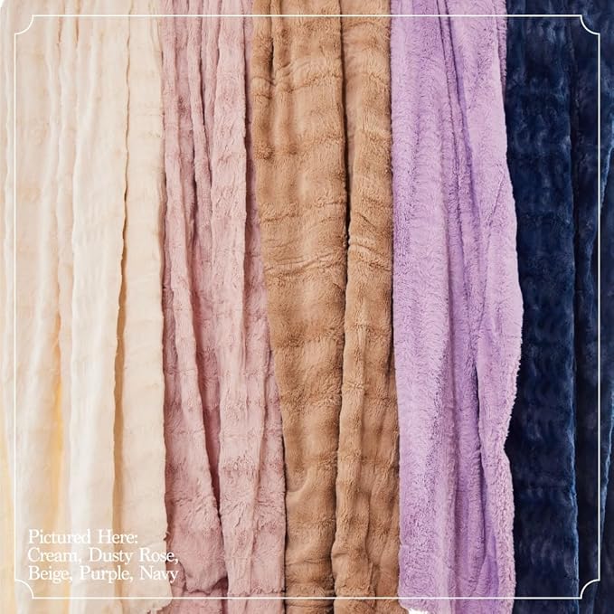 The Connecticut Home Co Bedding Blanket, King 108x90, Soft Fluffy Room Decor, Cozy Warm Throws for Bed, Gifts for Women, Bedroom Cute Aesthetic Blankets Faux Fur and Sherpa Dusty Rose