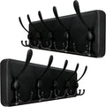 WEBI Rustic Coat Rack Wall Mount,Wood Coat Hooks Wall Mounted Coat Hanger,16" Hole to Hole,Hook Rack Rail,5 Triple Hooks for Hanging Coats,Hats,Jacket,Clothes,Entryway,Black,2 Packs