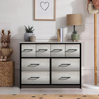 Sorbus Dresser with 8 Faux Wood Drawers - Chest Organizer Unit with Steel Frame Wood Top & Handle Easy Pull Fabric Bins for Clothes - Large Storage Furniture for Bedroom Hallway, Living Room & Closet