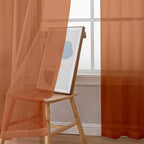 Chyhomenyc Sheer Orange Curtains 90 inches Long 2 Panels, Light Filtering Soft Airy Solid Elegant Voile Window Treatment Drapes for Bedroom Living Room Wedding Party Decor, 42 Wx90 L Inches