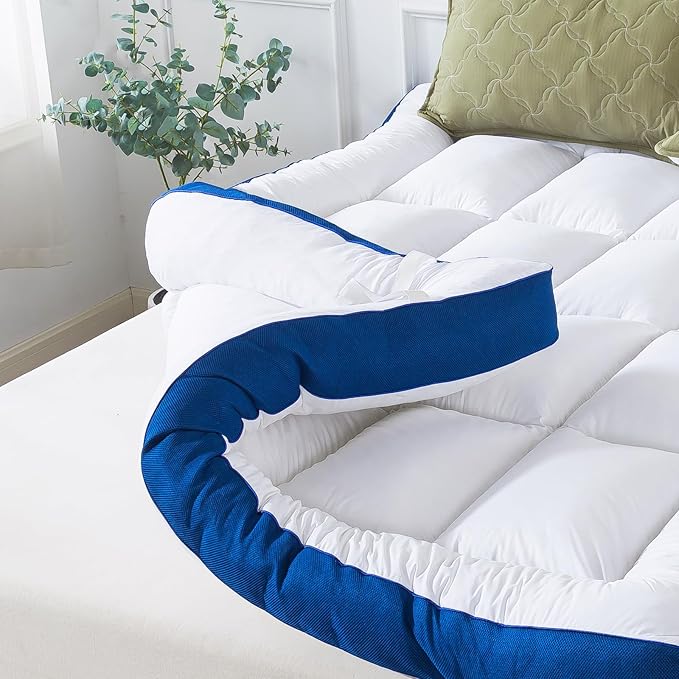 WhatsBedding 5 Inch Memory Foam Full Size Mattress Topper 100% Cotton Top, Filled with Breathable & Soft Memory Foam Pillow Top,4 Elastic Straps, 75x54x5 Inch, Full
