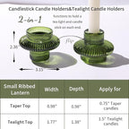 Green Taper Glass Candlestick Holders Tealight Candle Holders for Table Centerpieces, Wedding Decor and Dinner Party (8 Pcs, Green)