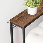 78.7" Console Table with Power Outlet, Narrow Sofa Table Behind Couch, Skinny Entryway Table with with Charging Station, for Hallway, Foyer, Living Room, Rustic Brown CTHR20E01