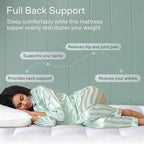 Cloud-Like Twin Mattress Topper - 100% Cotton Top Mattress Pad for Back Pain Relief - Breathable & Naturally Cooling for Hot Sleepers, White