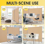 Rantila 2 Large Panels Room Divider,Portable Office Divider,Convenient Movable,Folding Partition Privacy Screen for Bedroom,Dining Room, Study,142" W x 71" H,Beige