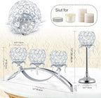 Set of 3 Gold Crystal Tea Light Candlestick Holders Flower Shape with Crystal Pendant Bowl Votive Metal Candle Holder for Table Centerpieces Wedding Home Decor (Set of 3, Silver)