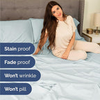 Queen Size 4 Piece Sheet Set - Comfy Breathable & Cooling Bed Sheets Set - Hotel Luxury Bedding for Women, Men, Kids, Teens, Boys & Girls - Deep Pockets, Ultra-Soft, Wrinkle Free - Oeko-Tex - Ice Blue