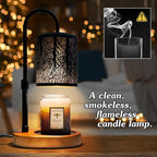 Candles Warmer with Timer and Dimmer, Adjustable Height Candle Melter, Electric Wax Warmer Vintage Home Decor for Jar Candles,2 Bulbs，Black