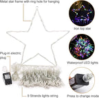 FUNIAO (New) Christmas Decoration Lights, 320 LED Waterproof String Lights with Star Topper, 8 Light Modes for Christmas Tree Decoration, Holiday, Wedding (Multicolor)