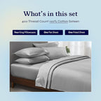 California Design Den 6-Pc King Size Sheet Set with 4 Pillowcases - Soft 400 Thread Count 100% Cotton Sheets, Cooling Sateen Weave, Luxury Deep Pocket Bedsheets Set - Light Grey