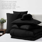 CozyLux King Size Comforter Set Black, 7 Pieces Bed in a Bag, Black Comforter King Size, All Season Bedding Sets with Stitch Quilted Comforter, Flat Sheet, Fitted Sheet, Pillowcases
