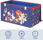 Idea Nuova Sega Sonic the Hedgehog Collapsible Storage Trunk,Durable Toy Chest with Soft Lid, 28.5x14.5x16, Foldable Organizer for Kids’ Bedroom & Playroom
