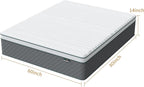 PurrJoys 14 Inch Queen Mattress, Cooling-Gel Memory Foam and Pocket Spring Hybrid Mattress, Queen Bed Mattress in a Box, CertiPUR-US Certified, Medium Firm, Queen Size Mattress