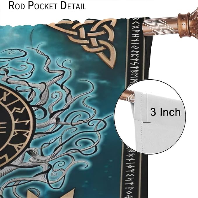 Viking Curtains Viking Totem Curtains Ancient Scandinavian Bedroom Living Room Decoration 2 Panel Groups W63 * L63 Inch