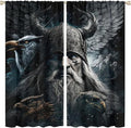 Fantasy Norse Viking Blackout Curtains for Bedroom,Cool Gothic Vintage Vikings Mystical Symbol Eagle Rod Pocket Thermal Insulated Room Darkening Curtains 2 Panels 63L x 31.5W