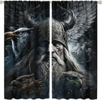 Fantasy Norse Viking Blackout Curtains for Bedroom,Cool Gothic Vintage Vikings Mystical Symbol Eagle Rod Pocket Thermal Insulated Room Darkening Curtains 2 Panels 63L x 31.5W