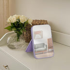10Pcs Table Desk Vanity Makeup Mirror, 8-Inch Simple Portable Travel Mirror with Stand, Standing and Wall Hanging Dual-use Purple