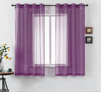 DUALIFE Dark Purple Curtains 63 Inch Length for Bedroom Girls 2 Panels Set Grommet Semi Transparent Window Drapes Sheer Voile Royal Purple Thin Curtains for Living Room Violet Plum 52x63 Inches
