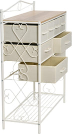 Household Essentials Victorian Style 8-Drawer and Bottom Shoe Shelf Storage Organizer Unit, White and Coastal Oak Color