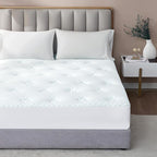 Hansleep Queen Mattress Topper Viscose Derived from Bamboo, Memory Foam Pillow Top Mattress Topper Queen with Deep Pocket, Breathable Mattress Pad for Back Pain Relief, 60" x80", White