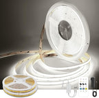 COB LED Strip Lights Cool White,24V Dimmable led Light Strip KIT with Remote and app Control,6000K 65FT/20m 8mm Wide Ra>90 Cuttable Flexible Strip Lights for Bedroom,Shelf,Cabinet