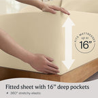 LuxClub 4 PC Full Size Sheet Set Deep Pockets Wrinkle Free Cooling Sheets Machine Washable Hotel Bedding Silky Soft - Cream Full